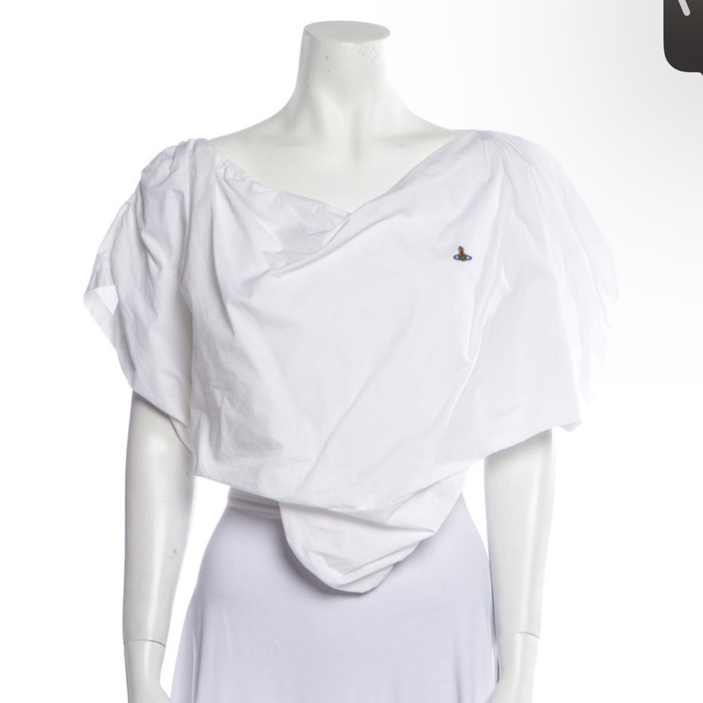 vivienne westwood with logo heart shape white poplin blouse fits S, M, & L